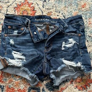 American Eagle dark wash high rise shorts